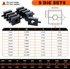 Sanuke Hydraulic Crimping Tool and Cable Cutter, 12 AWG to 2/0 AWG, 10 Tons Electrical Terminal Cable Crimper Tool Kit with 9 Die Sets and 64PCS Copper Wire Lugs
