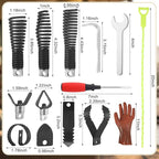 17 Pcs Drain Cleaning Tools, Drain Snake Drill Attachment Cutter and Auger Set, Plumbing Auger Compatible with 50ft-100ft Sewage Cleaning Machines Fits 5/16 Inch to 3/4 Inch Snake Cables