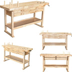 Olympia Tools 60-Inch Rubber Hardwood Workbench with 4-Drawers - 450lbs Weight Capacity Heavy Duty Portable Wood Work Bench Table for Garage, Workshop, Home Storage - Woodworking Wooden Workbenches