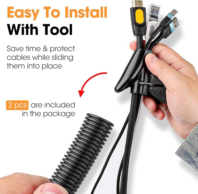 60 FT Wire Loom 3/4 Inch, Split Wire Loom Tubing Wire Conduit, Wire Protector Tubing – Black