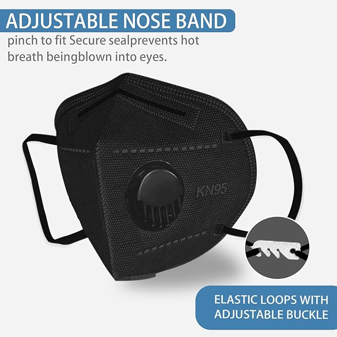 Dust Masks 20PCS, 7 Layers Filter Cover Against PM2.5 Sport Face Mask with One Breathing Valves
