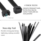 Zip Ties 14 inch (1500 Pack), Black Cable Zip Ties 50 lbs Tensile Strength Nylon Self-Locking Wire Ties Wraps for Outdoor and Indoor Use by ECRABONE