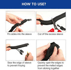 Black Braided Cable Management Sleeves Wire Loom Tubing Cord Protector Self-Wrapping (1“-30Feet)