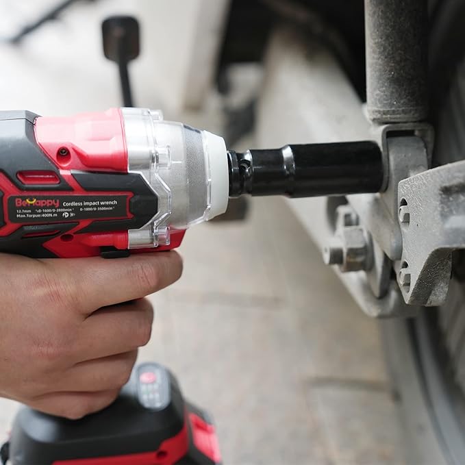 BeHappy Power Impact Wrench 21V, 1/2" Cordless Impact Wrench with 4.0Ah Li-ion Battery for Home, DIY