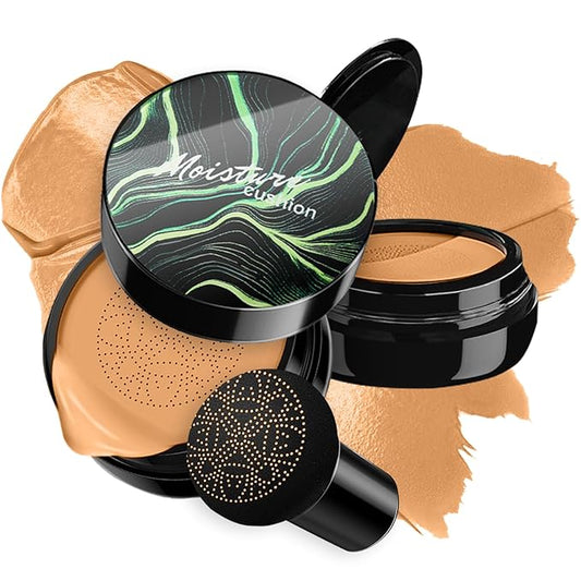 Mushroom Head Air Cushion CC Cream BB Cream Even Skin Tone Liquid Foundation, Concealer Lasting Makeup Base Primer (#06 Brown)-VeraVaultWomen