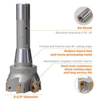R8 Shank Indexable 2-1/2" End Mill, 2-1/2" Diameter 90 Degree High Speed Milling Cutter with Replaceable Carbide Insert