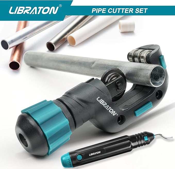 Libraton Pipe Cutter, Tubing Cutter, Copper Pipe Cutter, 5/32” to 1-1/4” Outer Diameter, Tube Cutter with Deburring Tool, Copper Cutter, Pipe Cutter Tool for Copper, and Thin Stainless Steel Tube