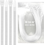 ALBO White Zip Ties Heavy Duty 16 Inch Long 120lb - 100 Pack Plastic Cable Ties 0.3 Inch Thick UV Resistant Tie Wraps for Indoor and Outdoor Use