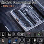 Electric Screwdriver Set, 180 In 1 Electric Precision Screwdriver Set with 160 Magnetic Bits, Magnetic Storage, Power Screwdriver Repair Tool Kit for Computer Phone Laptop & Electronics Repair