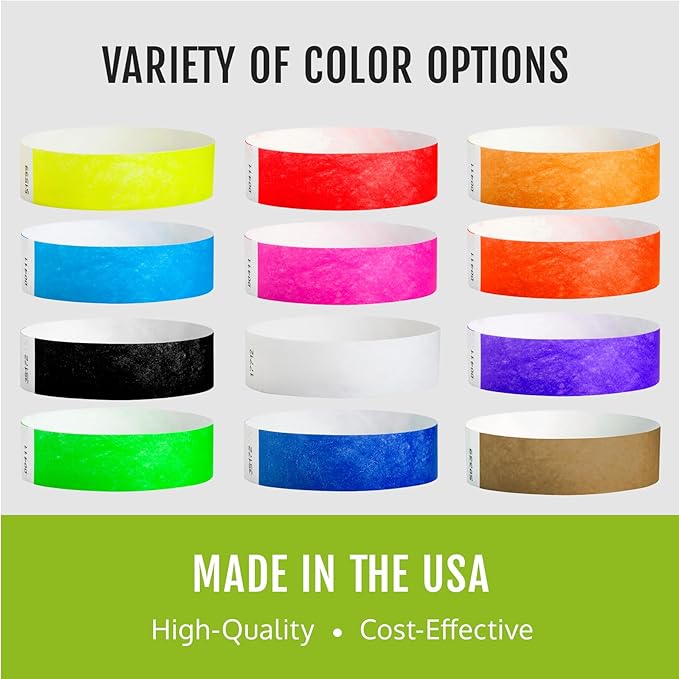 1,000 WristCo Tyvek Wristbands for Events – 5-Color Variety Pack – Tamper-Proof Design Prevents Reuse – Premium-Grade Bracelets for Hospital & Medical ID, Party, VIP Identification