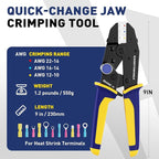 haisstronica Quick Change Jaws Crimping Tool for Heat Shrink Wire Connectors AWG 22-10 Ratcheting Wire Crimper & Terminals - H1