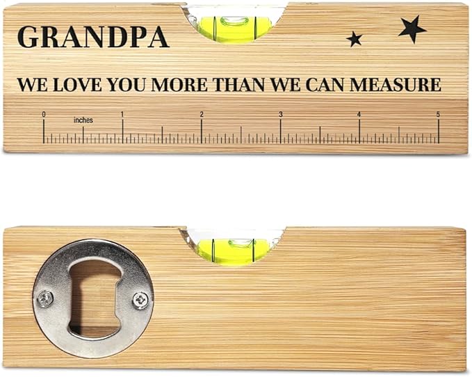 Fathers Day Birthday Gifts for Grandpa Dad from Daughter Son Wife Wooden Spirit Level Valentines Christmas Thank You Gifts Ideas for Daddy New Dad Papa Grandpa