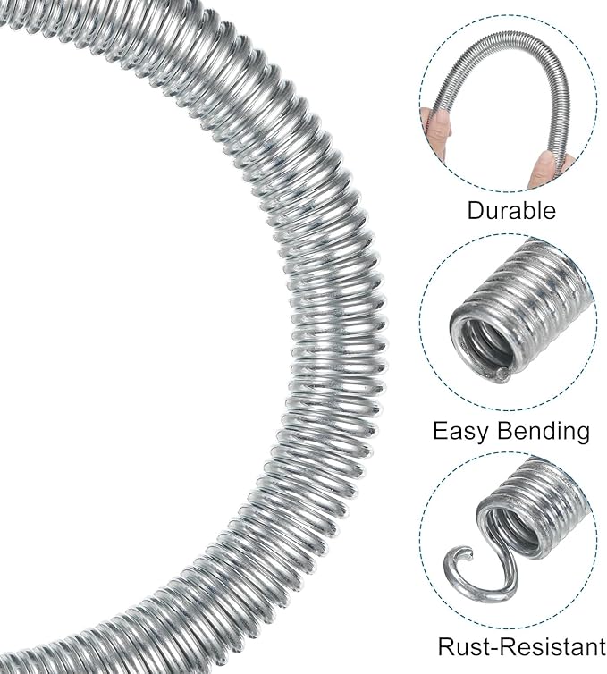 MECCANIXITY Spring Tube Bender OD 15mm/0.59" Steel Spring Pipe Copper Tubes 1100mm/43.31" Long for 3/4" Copper Pipe(19mm) in Home Renovations,Electrician Wiring Bending Pipe(insert-pipe use)