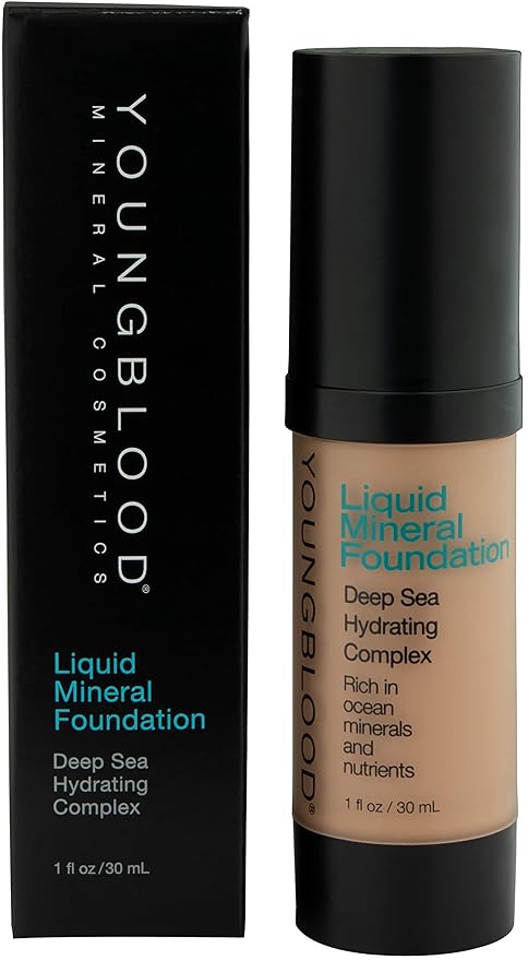 Youngblood Mineral Cosmetics Liquid Mineral Foundation, Golden Sun (Old Version) | Full Coverage Mineral Lightweight Makeup | Vegan, Cruelty Free, Paraben Free-VeraVaultWomen