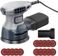 5-Inch Random Orbital Sander with Brake, 3.0AMP Electric Palm Sander 6 Variable Speed, 13000RPM Power Sander with 15pcs Sandpapers, ZeroDust & Vacuum Attach Collection System for Woodworking Sanding