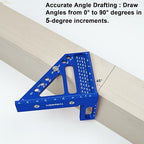 3D Multi-Angle Aluminum Alloy Woodworking Square Ruler, 22.5-90 Degree Protractor, High Precision Miter Triangle Ruler for Engineers, Carpenters, and Craftsmen