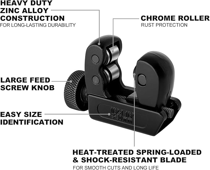 HAUTMEC Copper Pipe Cutter Tool 1/8" to 1-1/8" OD (3-30mm), Mini Copper Tubing Cutter Tool for PVC, Copper, Aluminum, and Thin Stainless Steel Tube HT0133-TC