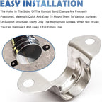 1/2inch Rigid Pipe Strap Clamp, Two Hole Strap,U Bracket Tube Clip, Stainless Steel Heavy Duty Pipe Fasten Holder, 50Pcs (20mm)