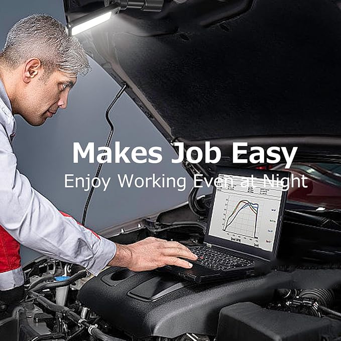 2 Pcs Rechargeable LED Work Light BBQ Grilling Accessories with Magnetic Base, 180° Rotate Mechanic Grill Light for Car Repair, Emergency, Camping, Outdoor & Mechanics Tools