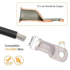 0 Gauge Tinned Copper Lugs 4 PCS 1/0 AWG - 5/16'' Cable Lugs Wire Lugs UL Listed 0 Gauge Ring Terminals Battery Cable Ends Heavy Duty Closed End Crimp Lugs with 4 PCS 3:1 Heat Shrink Tubing