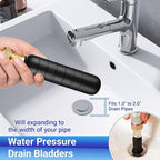 Drain Cleaning Bladder- Fits 1" to 2" Pipes, 3/4" Hose Thread Valve,Ideal for Sinks, Showers, Tubs & Sewer Lines, Rubber, Easy Daily Use, Cold Water Only (M:1.5" to 3")