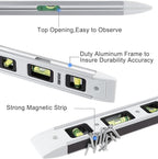 DOWELL Magnetic Torpedo Level Mini Bubble Level Box Spirit Level Alloy Frame 180/90/45 Degree 9-Inch (3, White)