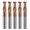 2 Flute 1/8" Carbide Square End Mill 5PCS Micrograin Milling Bits Sets TISIN Coating CNC Router Bit for Steel