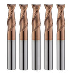 2 Flute 3/8" Carbide Square End Mill 5PCS Micrograin Milling Bits Sets TISIN Coating CNC Router Bit for Steel