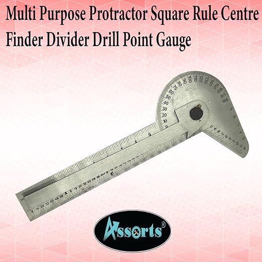 Assorts Multi Purpose Protractor Square Rule Centre Finder Divider Drill Point Gauge
