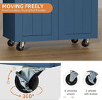 Shintenchi Kitchen Island cart with Storage, Portable Bar Cabinet on Wheels, Rolling Microwave Cart Side Table with Workstation for Kitchen, Dinning Room, Blue