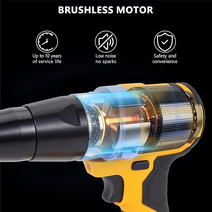 Cordless Rivet Gun Tool for Dewalt 20V Max Battery(No Battery), Brushless Electric Automatic Rivet Gun,Brushless Motor for Rivets 1/8'', 5/32'', 3/16", for Metal, Plastic and Leather