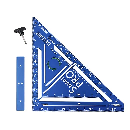 Pro 12 Inch Advanced Carpenter Square-Jig Block -Leve-Accurate Flatwork- Framing Square- Multi-Angle Measuring Tool (90° & 180°) for Carpenters & Architects(Blue)
