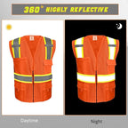 BeautyWill Custom Safety Vest Customized Logo Class 2 High Visibility Reflective Vest with Pockets Construction workwear