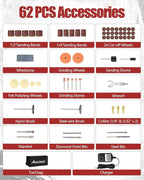 AVID POWER Cordless Rotary Tool 2.0 Ah 8V Rechargeable Rotary Tool, 4 Front LED Lights, 5 Speeds, 60 Pcs Rotary Accessories with Bag for Carving, Engraving, Sanding, Polishing and Cutting - Red