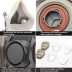 Respirator Gas Mask Reusable Half Face Cover with Filters for Painting,Spraying,Woodworking,Construction,DIY and Professional Work Protection Against Dust,Fumes,Organic Vapor,Chemicals,Asbestos 6200