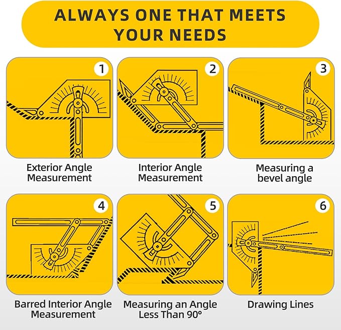 2 Pcs Protractor Angle Finders, Adjustable Protractors 0°-180° with Locking Nut(for Exterior, Interior, Bevel Angles), Portable Angle Measurement Tools for Carpenters & Woodworking Hobbyists & DIYer