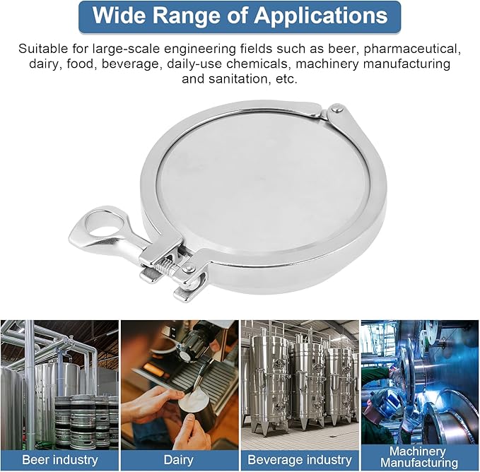 4 Tri Clamp Ferrule, Stainless Steel Sanitary Pipe Fittings Kit Sanitary End Set with 102mm 4 End, Weld Ferrule, Clamp, Gasket for Machinery Manufacturers