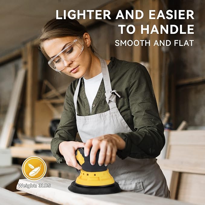 Electric Random Orbital Sander Brushless 350W 3A Multi-function Variable Speed Corded Orbital Sanders Machine For Woodworking, Car, Drywall Sanding, Polishing…