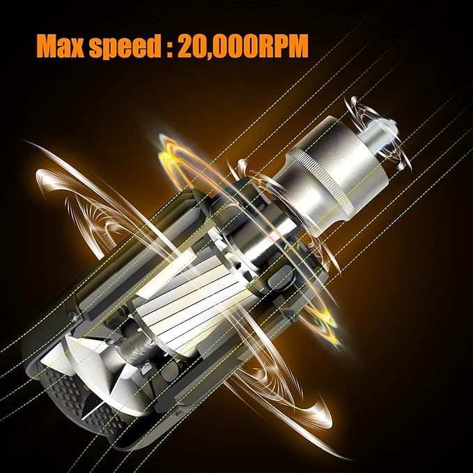 Air Die Grinder - 1/4", Right Angle, 20,000 RPM, Pneumatic Power, Safety Lock, 90 Degree, Mini, Angle Die Grinder for Grinding, Polishing, Cutting and More