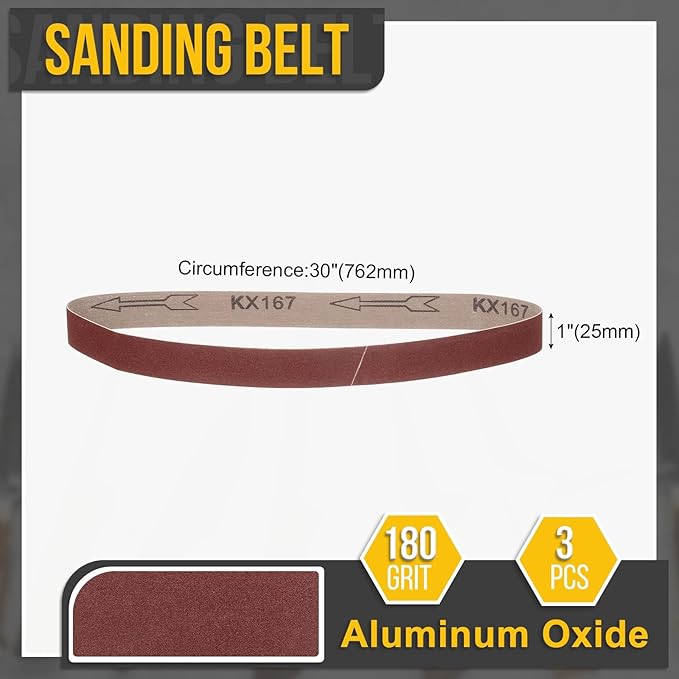 1 x 30 Inch Sanding Belt, 5 Pcs 180 Grit Knife Sharpener Belts Work Sharpening for Belt Sander Knife Carving Tool Metal Working