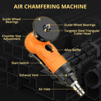 AMTOVL Air Chamfer Tool - Mini Pneumatic Chamfering Machine, 30000 RPM Pneumatic Chamfering Tool, 45 Degree Air Beveling Machine with 1/4 Inch Air Inlet for Metal, Wood, Acrylic Deburring (Orange)