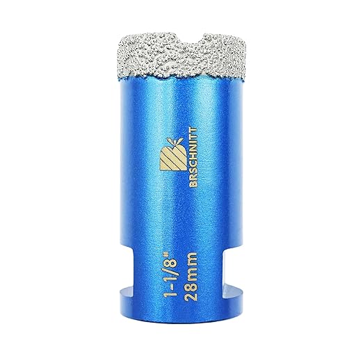 1-1/8 Inch Diamond Core Drill Bit for Porcelain Tile Ceramic Marble Granite Drilling,BRSCHNITT 1pc Vacuum Brazed Diamond Hole Saw with 5/8-11 Thread (28mm)