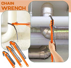 Lasnten 3 Pcs Large Reversible Chain Oil Filter Wrench with 12 16 9 Inch Chain Wrench Adjustable Heavy Duty Carbon Steel Sturdy Pipe Fitting Tool Spanner for Ratcheting Universal(Orange)