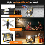 Samyoung 2 Pack Magnetic 2500 LM Rechargeable Work Light, 10 Hours Long Lasting 360° Rotating LED Work Light Folding Waterproof for Job Site Car Inspection Camping Emergency