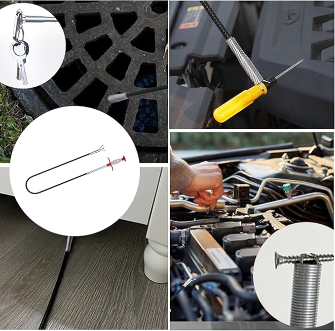 Drain Snake,76 inch Flexible Grabber Claw Pick Up Reacher Tool,Drain Clog Remover - Gutter Cleaning Tools for Home Sink, Bathroom Tub,Drain, Toilet, Tight Spaces