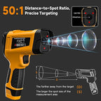 -58°F to 3992°F High-Precision Triple-Laser Infrared Thermometer, 50:1 Measuring Range, Suitable for Industrial and Home Applications, Industrial furnaces, Metal Processing, and HVAC Inspection