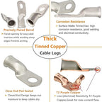 000 Gauge Tinned Copper Cable Lugs 8 PCS 3/0 AWG-5/16(M8) Ring Terminal Heavy Duty Wire Lugs Battery Lugs, 8 PCS 3/0 Guage terminals Battery Cable Ends Connectors with 8 PCS 3:1 Heat Shrink Tube