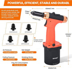Pneumatic Rivet Gun Air Pop Riveter Tool Kit with 3/32", 1/8", 5/32", 3/16" Rivet Nozzles, Self-Suction Pneumatic Riveting Gun, Upgraded Air Riveter Hydraulic Pop Riveting Rivets Tool