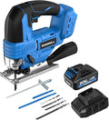 Jig Saw Compatible with Makita 20V MAX Battery, Brushless Motor, cordless jigsaw, 3200 SPM, 25mm stroke, 4-stage track, 45° left-right tilt, LED Light, Tool-free blade changes