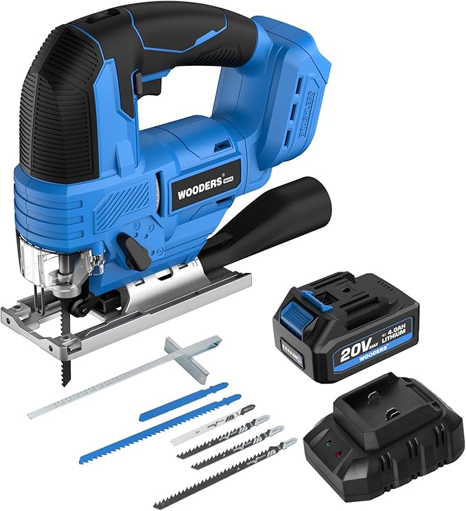 Jig Saw Compatible with Makita 20V MAX Battery, Brushless Motor, cordless jigsaw, 3200 SPM, 25mm stroke, 4-stage track, 45° left-right tilt, LED Light, Tool-free blade changes